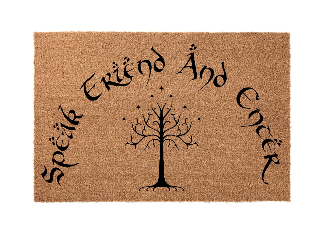 Personalized 'Speak Friend and Enter' Lord of The Rings Doormat - Custom Wedding & Housewarming Gift - 36x24 Inch - Perfect for Fantasy Fans & Tolkien Lovers Home Decor