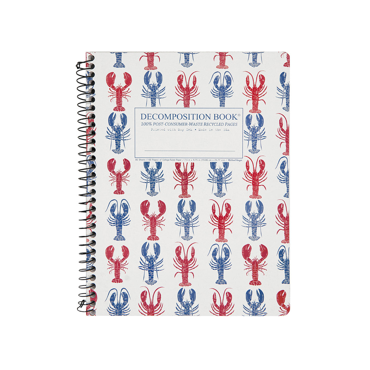 Premium Spiral Notebook for College & Office - Large Lined Journal with Thick Paper, 100 Sheets - Perfect for Note Taking, Writing & Sketching - Aesthetic Lobster Design Cover