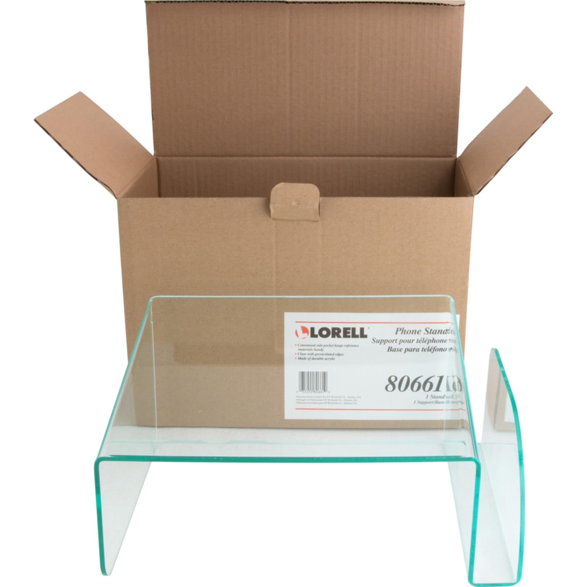 Lorell Clear/Green Phone Stand - Adjustable Desktop Smartphone Holder for iPhone, Android - Perfect for Home, Office, Video Calls & Hands-Free Viewing