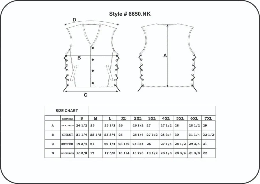 Unik International Men's Motorcycle Vest with Laced Side Design - Stylish Protective Gear for Bikers & Riders - Perfect for Motorcycle Tours, Cruising & Outdoor Adventures