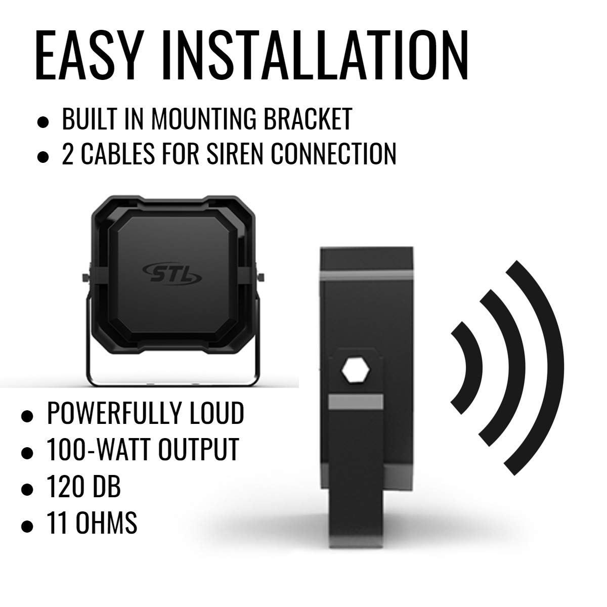 SpeedTech 100-Watt Emergency Vehicle Siren Speaker - High Performance Police, Fire Truck & Ambulance Warning System with Compact Black Design | Ideal for Emergency Response, Hazard Alerts & Public Safety Vehicles