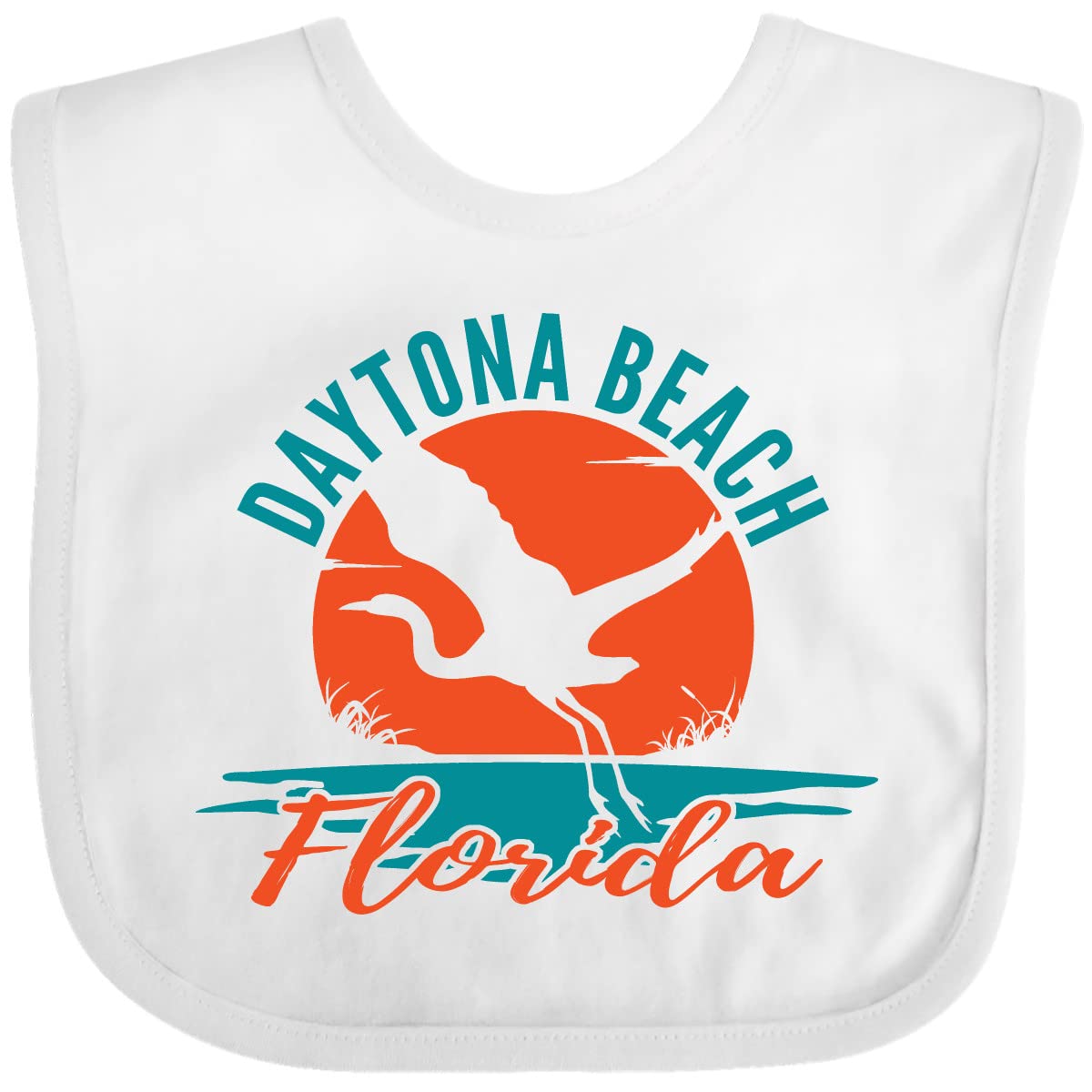 Inktastic Daytona Beach Florida Vacation Trip Baby Bib - Soft Cotton Drool Bib for Infants & Toddlers - Perfect for Beach Trips, Travel & Everyday Use