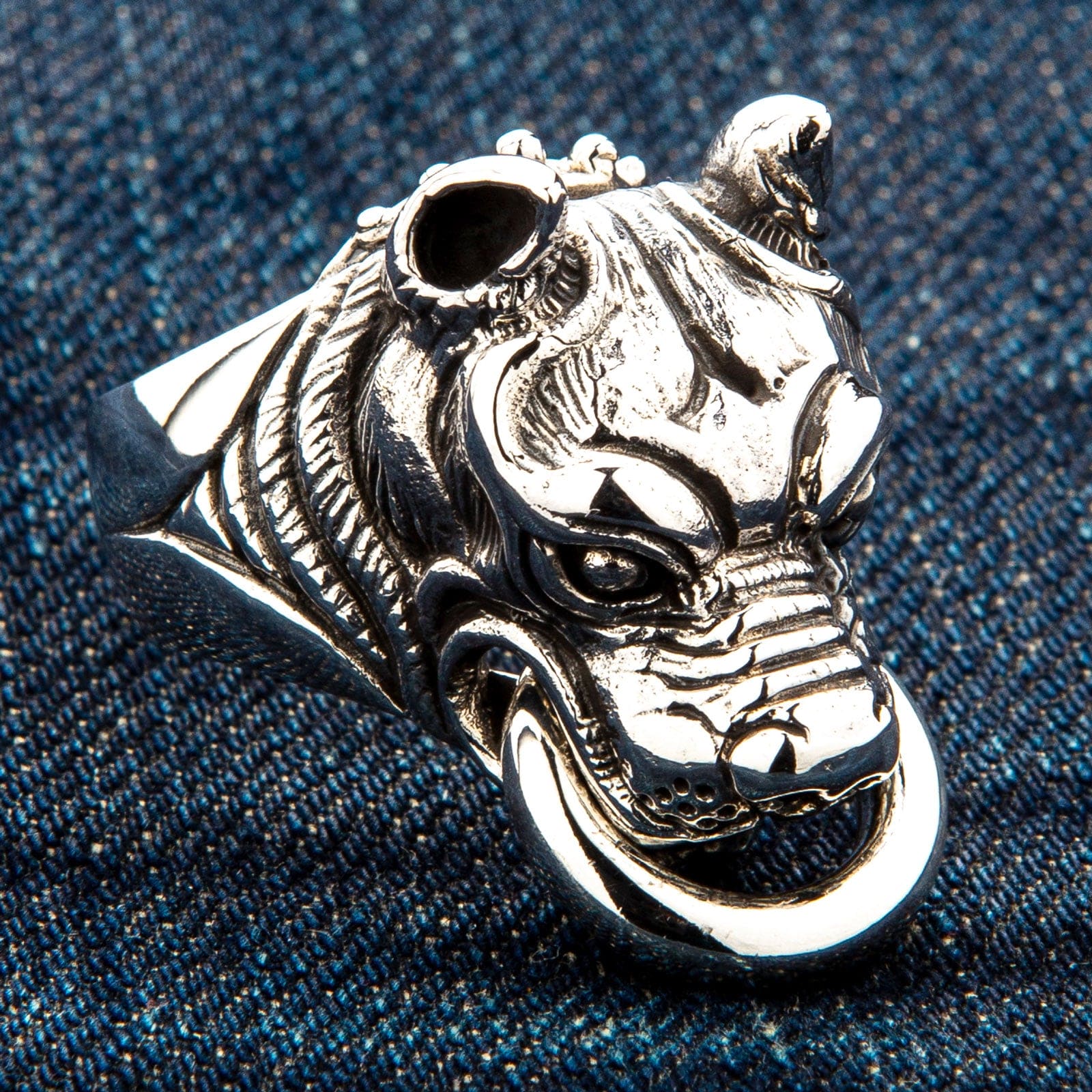 Pitbull Bite Ring - Sterling Silver Biker Jewelry for Men - Edgy Punk Style Accessory for Motorcycle Riders & Rock Fashion Lovers