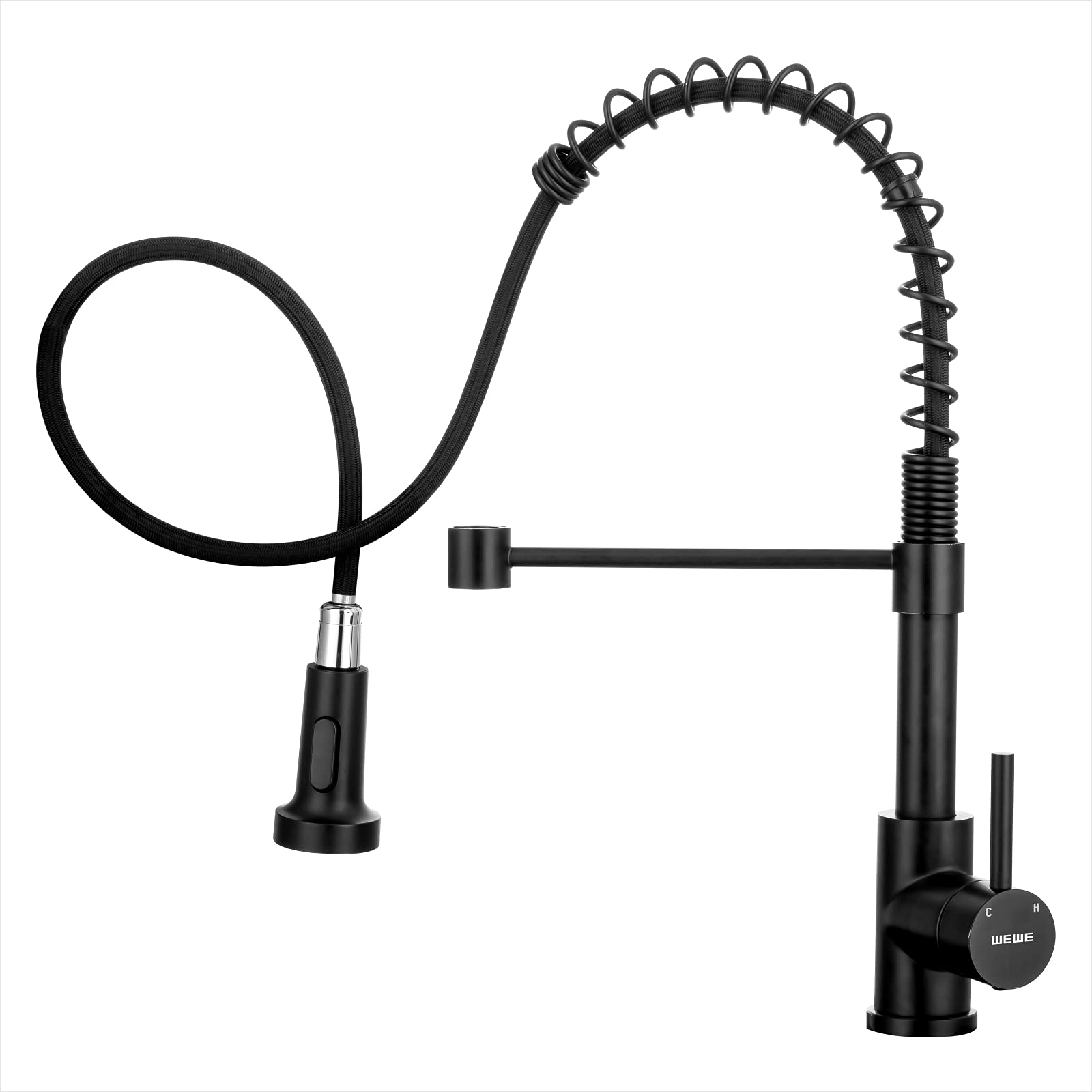 Black Stainless Steel Commercial Kitchen Faucet with Pull Down Sprayer - 1 or 3 Hole Installation for RV, Farmhouse, Outdoor, Camper & Bar Sinks | Durable Spring Design for High-Traffic Kitchens