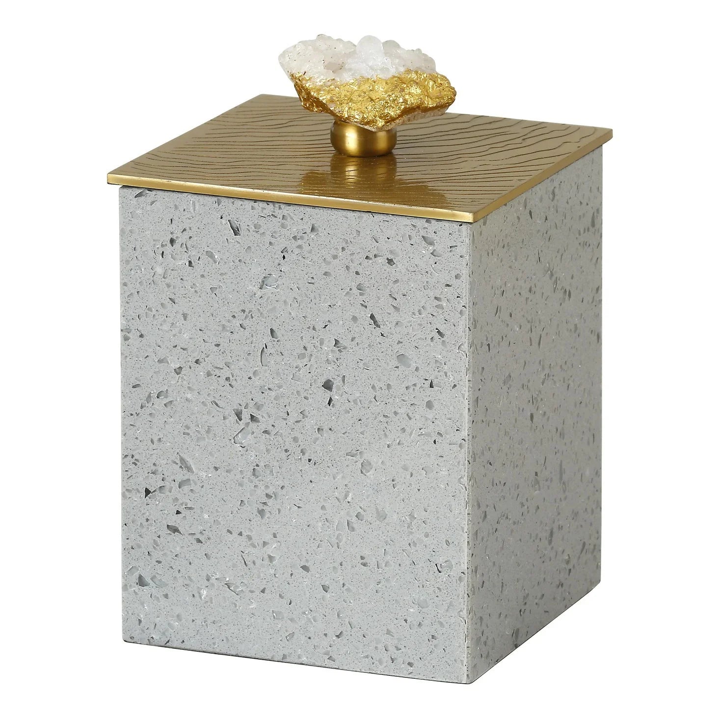 Alyssa Small and Large Canister Set - Granite & Gold Finish for Kitchen Storage and Countertop Organization