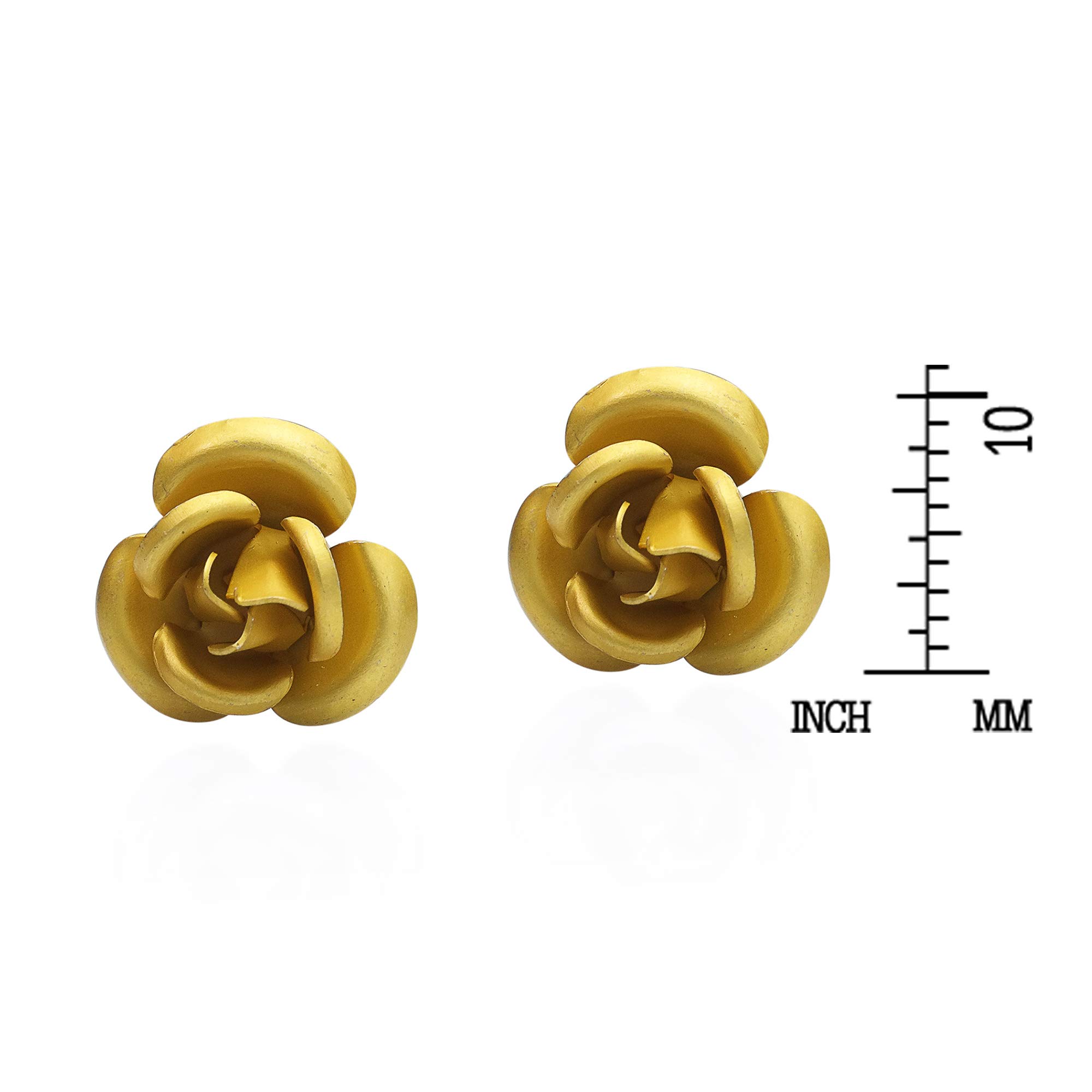 Aeravida Blooming Gold Rose .925 Sterling Silver Stud Earrings for Women | Classic Elegant Rose Flower Jewelry | Colorful Fashion Earrings | Perfect Gift for Her | Birthday, Anniversary, Valentine's Day
