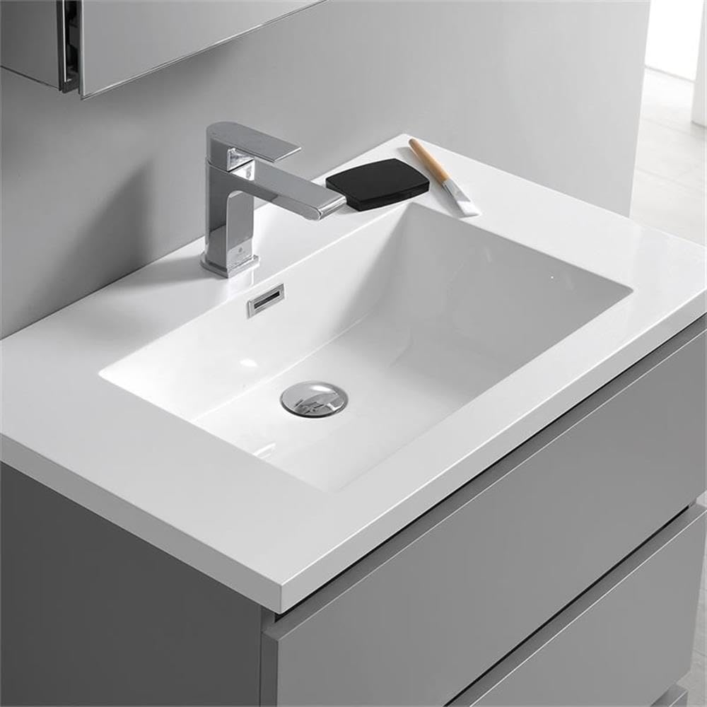 Fresca Lazzaro 30 Inch Gray Modern Bathroom Vanity with Medicine Cabinet - Free Standing Contemporary Design (Faucet Not Included) - Perfect for Small Bathrooms, Master Suites & Home Renovations