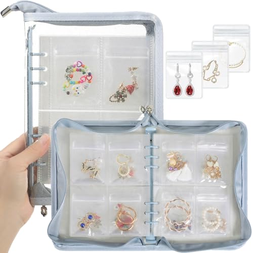 Light blue, 80-Piece Clear Earring Bags