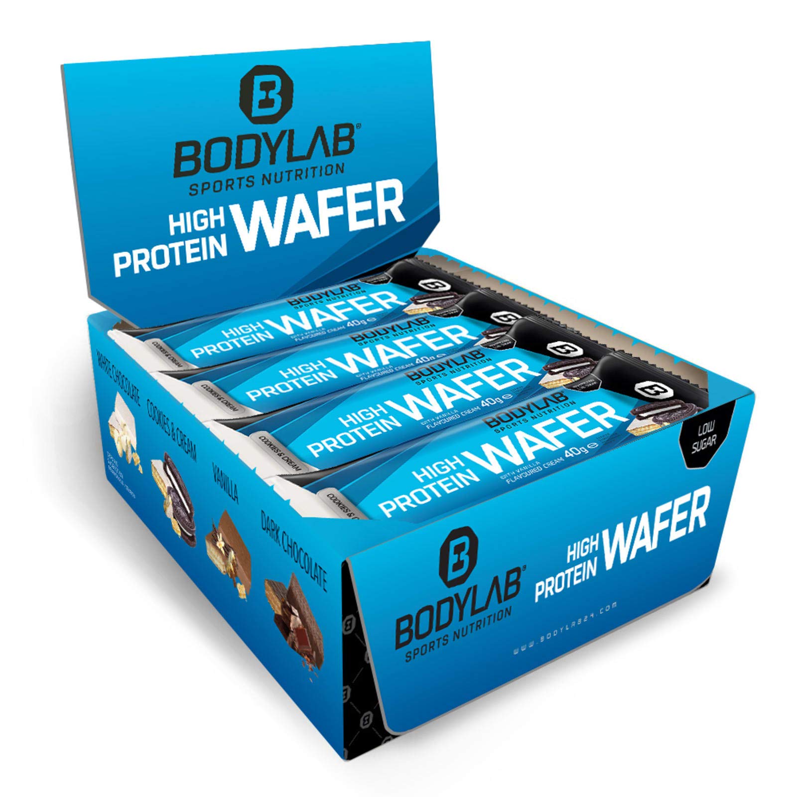 Bodylab24 High Protein Wafer 12 Pack (40g Each) | Crunchy Protein Snack Bar | Delicious Cookies & Cream Flavor | Perfect for Post-Workout, On-the-Go Snacking & Healthy Lifestyle