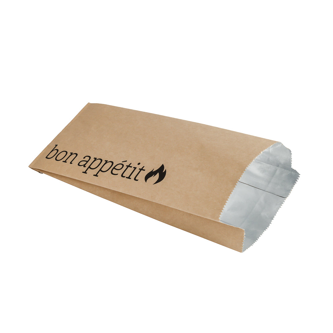 Eco-Friendly Kraft Paper Foil Bags with Bon Appetit Print - Pint Size (4.5