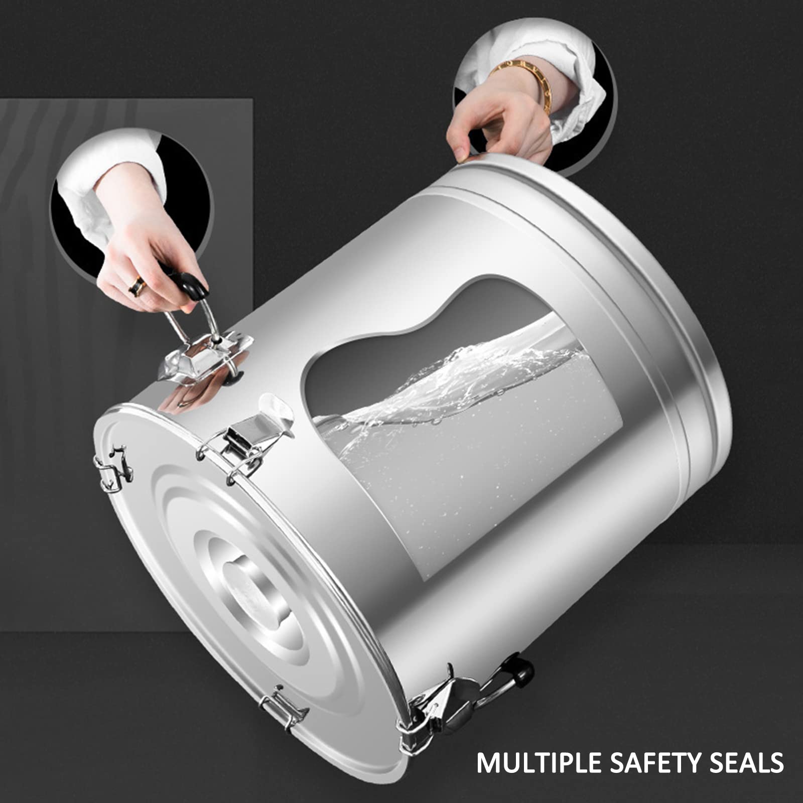 304 Stainless Steel 75L Airtight Milk Can with Silicone Seal - Food Grade Liquid & Solid Storage Container with Carry Handle - Perfect for Farm Milk Transport, Restaurant Bulk Storage & Home Pantry Organization