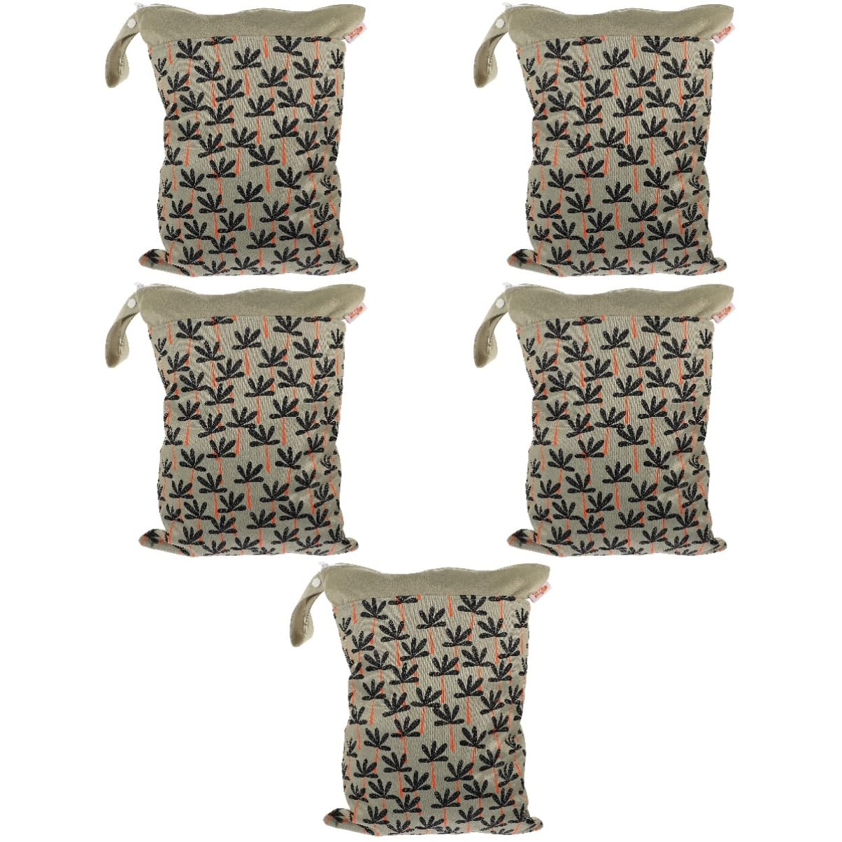 Wakauto 5-Pack Reusable Wet Dry Bags - Waterproof Storage Organizer for Diapers, Swimwear & Travel Accessories | Perfect for Strollers, Gym & Beach Trips