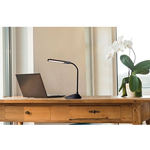 SYLVANIA 60030 Adjustable LED Desk Lamp - 6W Energy Efficient, 385 Lumens, Flexible Gooseneck for Home Office, Study & Reading - Black Modern Task Lighting
