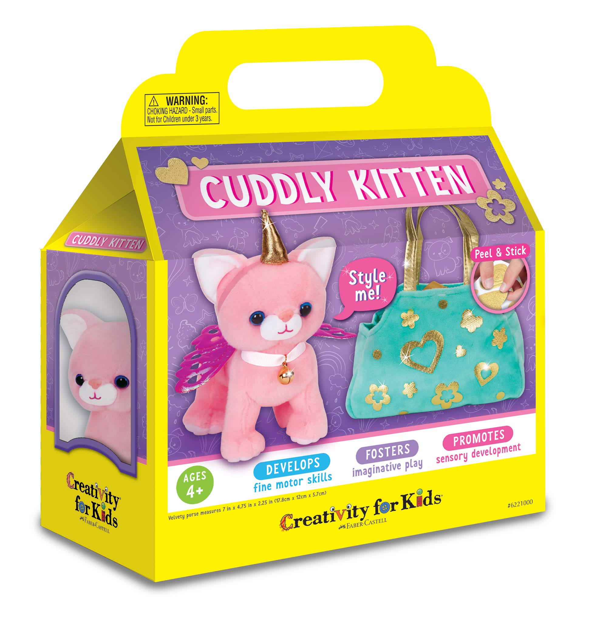 Creativity for Kids Cuddly Kitten Plush Toy with Pet Carrier - DIY Craft Kit for Toddlers Ages 4-5, Fun Cat Toys & Creative Activities for Girls - Perfect Gift for Birthday & Pretend Play at Home
