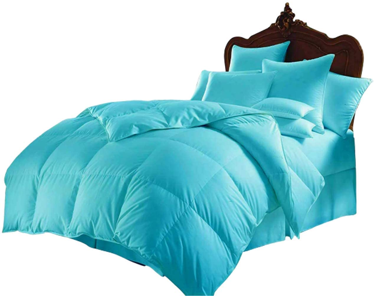 Oversized King Comforter Set - 100% Cotton 600 GSM Down Alternative Bedding - Aqua Blue Comforter with 2 Pillowcases - Perfect for King Size Beds - Ideal for Master Bedrooms, Guest Rooms & Cozy Winter Nights