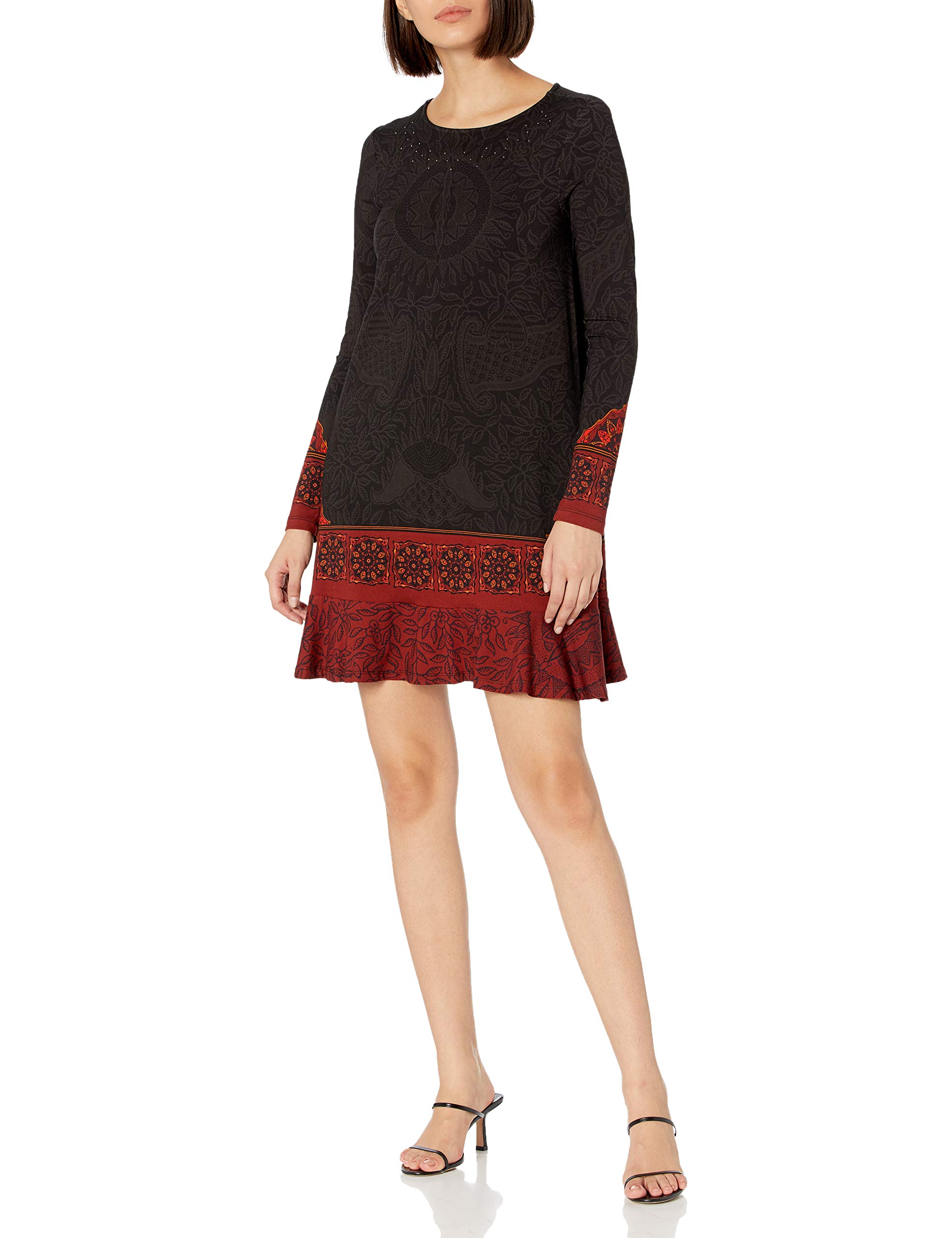 Desigual Women's Long Sleeve Dress - Elegant Floral Print Party & Cocktail Dress for Evening Events, Date Night & Special Occasions
