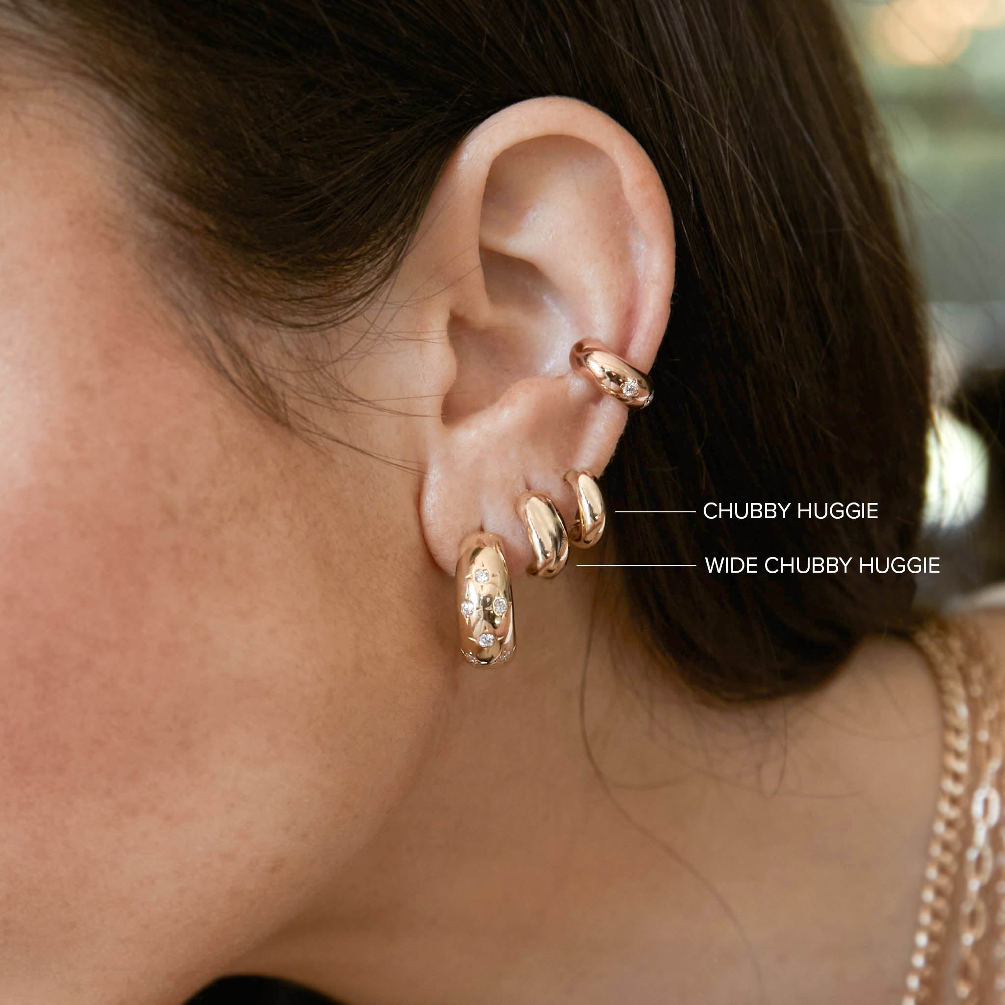 14K Gold Wide Chubby Huggie Hoop Earrings for Women - Everyday Wear, Gift Giving & Special Occasions