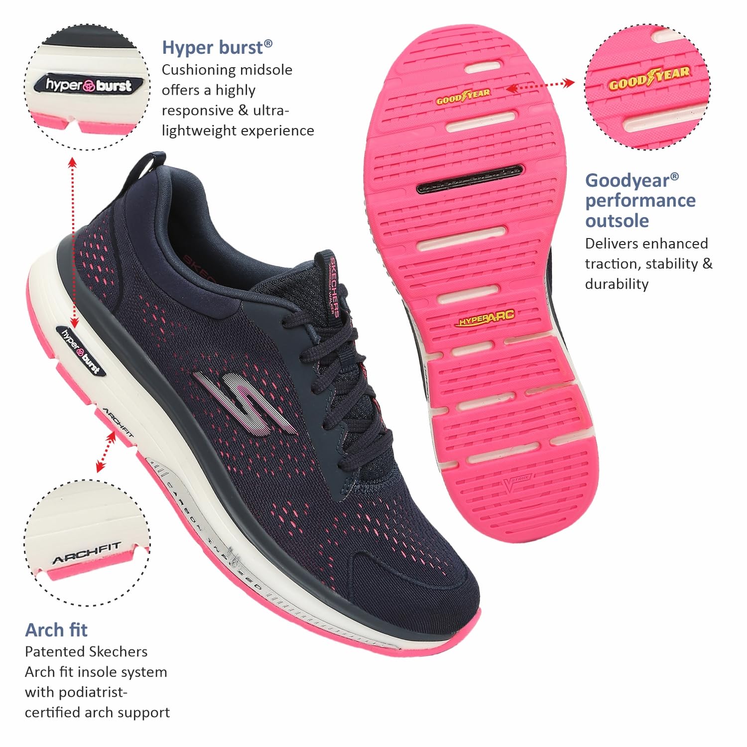 Skechers Women's Go Walk Workout Walker Outpace Sneaker - Lightweight Walking Shoes for Women with Arch Support | Perfect for Workouts, Walking, Travel & Everyday Comfort