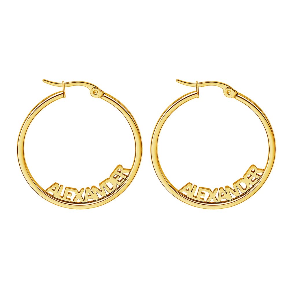 Personalized Name Earrings for Women - Custom 14K Gold Plated Hoop Earrings in Silver, Gold & Rose Gold | Trendy Name Jewelry Gift for Girls & Women | Perfect for Birthdays, Anniversaries & Everyday Wear