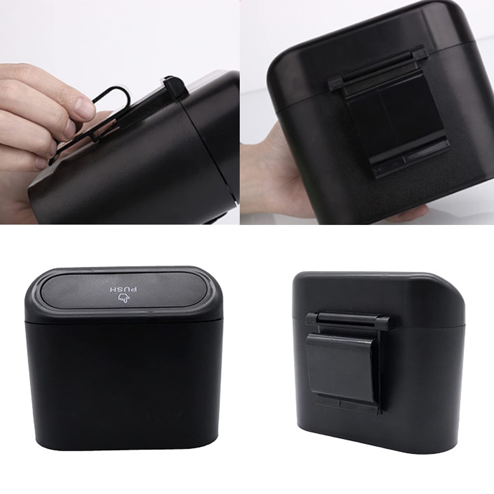 3-Pack Leakproof Car Trash Can with Lid & 60 Trash Bags - Universal Vehicle Garbage Bin Organizer for Auto, Office, Home - Perfect for Road Trips, Commuting, and Keeping Vehicles Clean (Black)