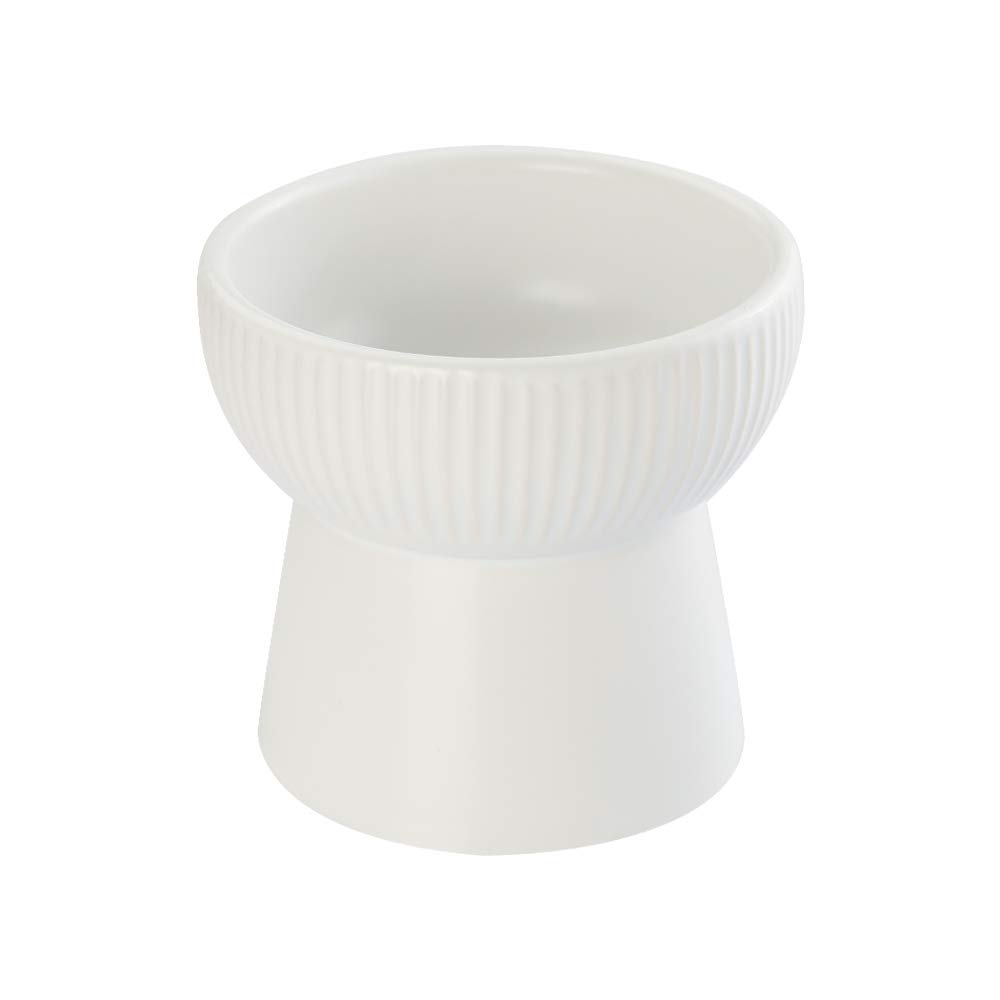Elevated Cat Bowl - White Ceramic Raised Pet Food & Water Dish with Anti-Backflow Design, Dishwasher & Microwave Safe, Lead-Free for Stress-Free Feeding - Perfect for Kittens, Adult Cats & Multi-Pet Homes
