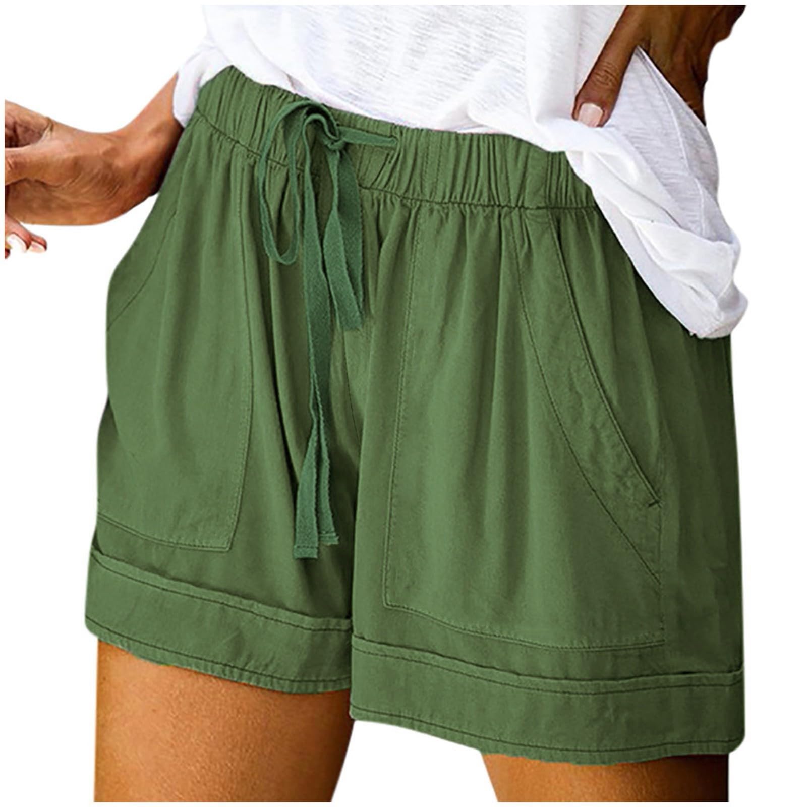 Women's Cotton Linen Shorts - Plus Size Summer Shorts with Pockets | Beach & Casual Wear