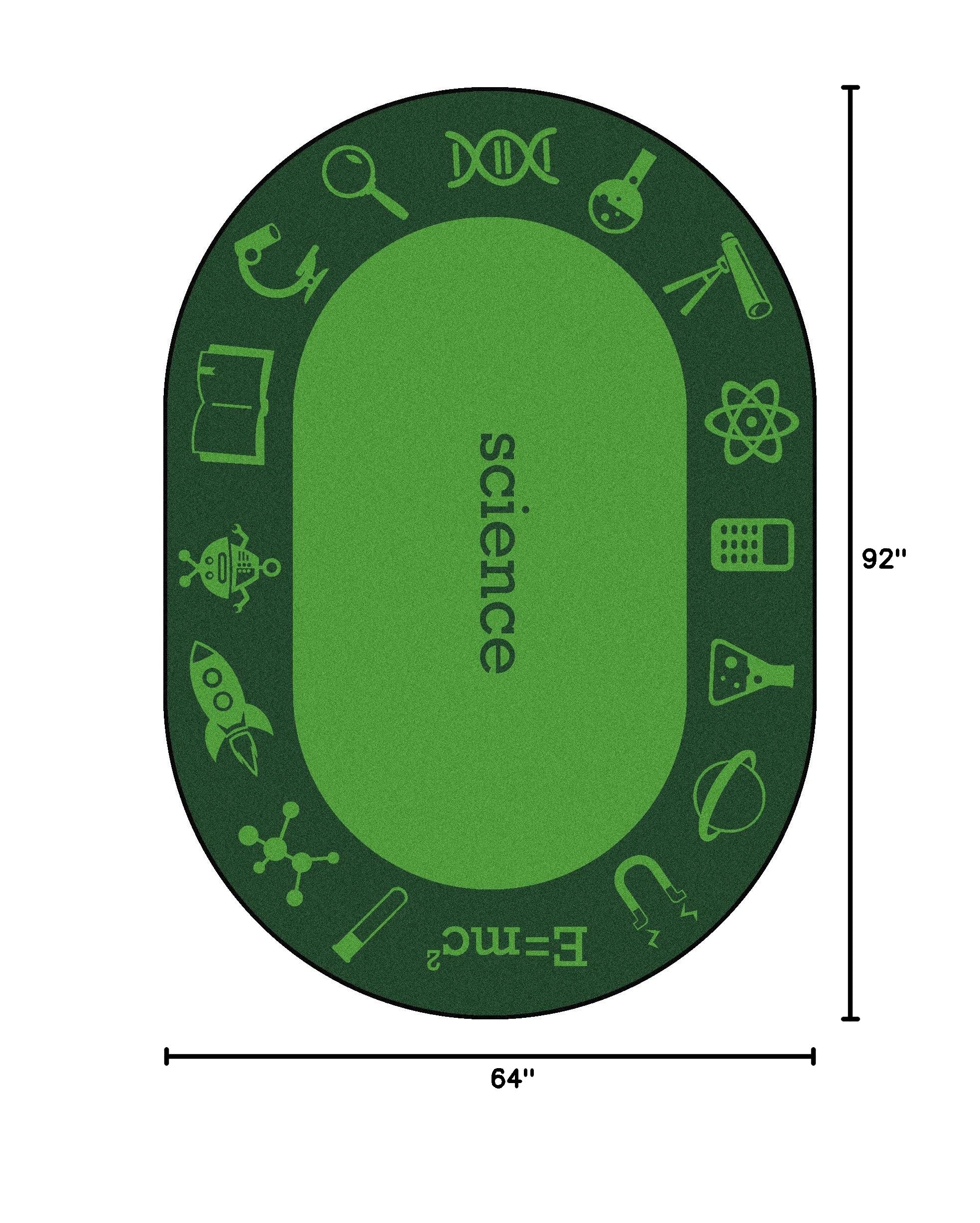 Joy Carpets STEAM Science Classroom Rug for Kids - Green 5'4