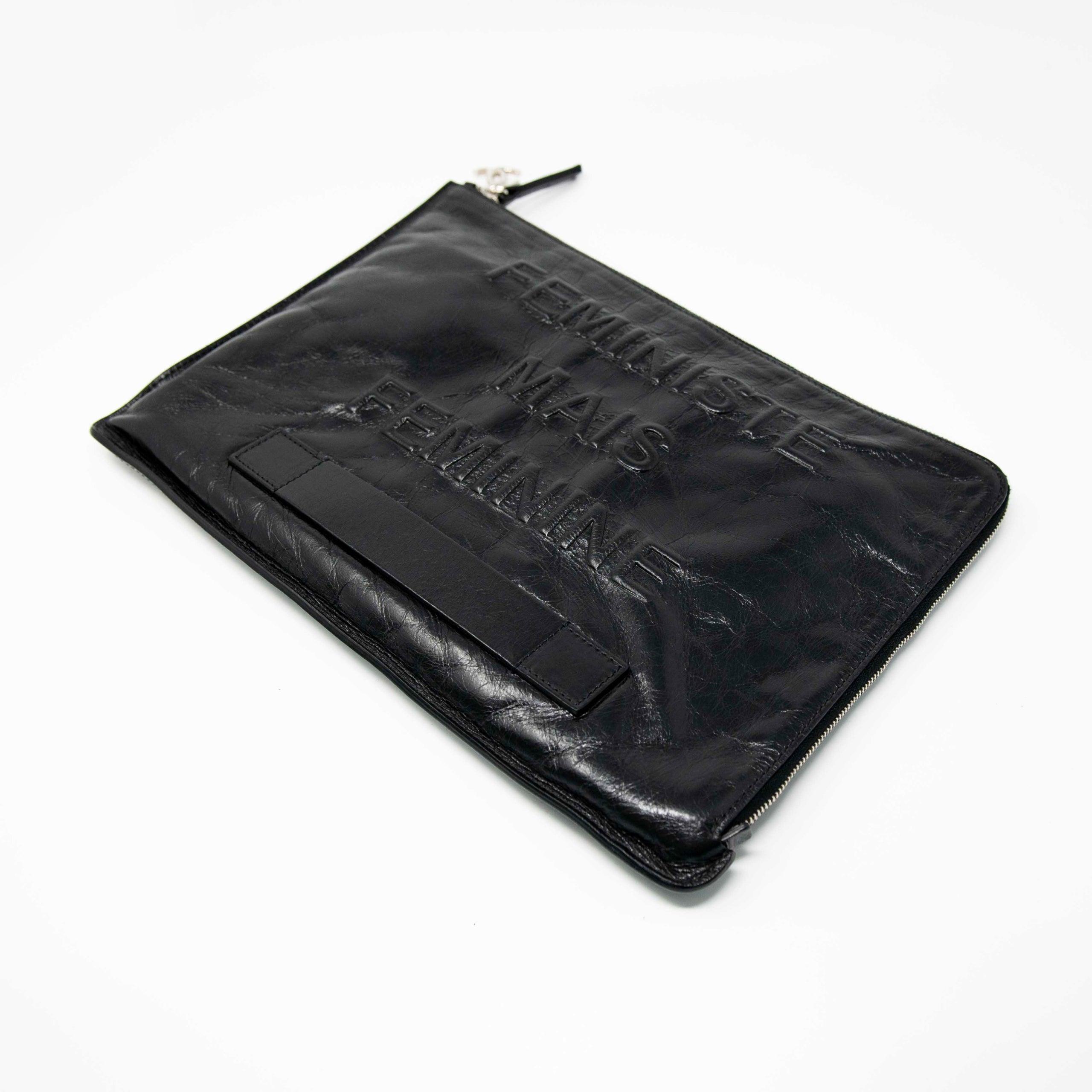 Chanel Black Feministe Mais Feminine Clutch Bag - Luxury Designer Evening Clutch for Women, Perfect for Parties, Weddings & Special Occasions