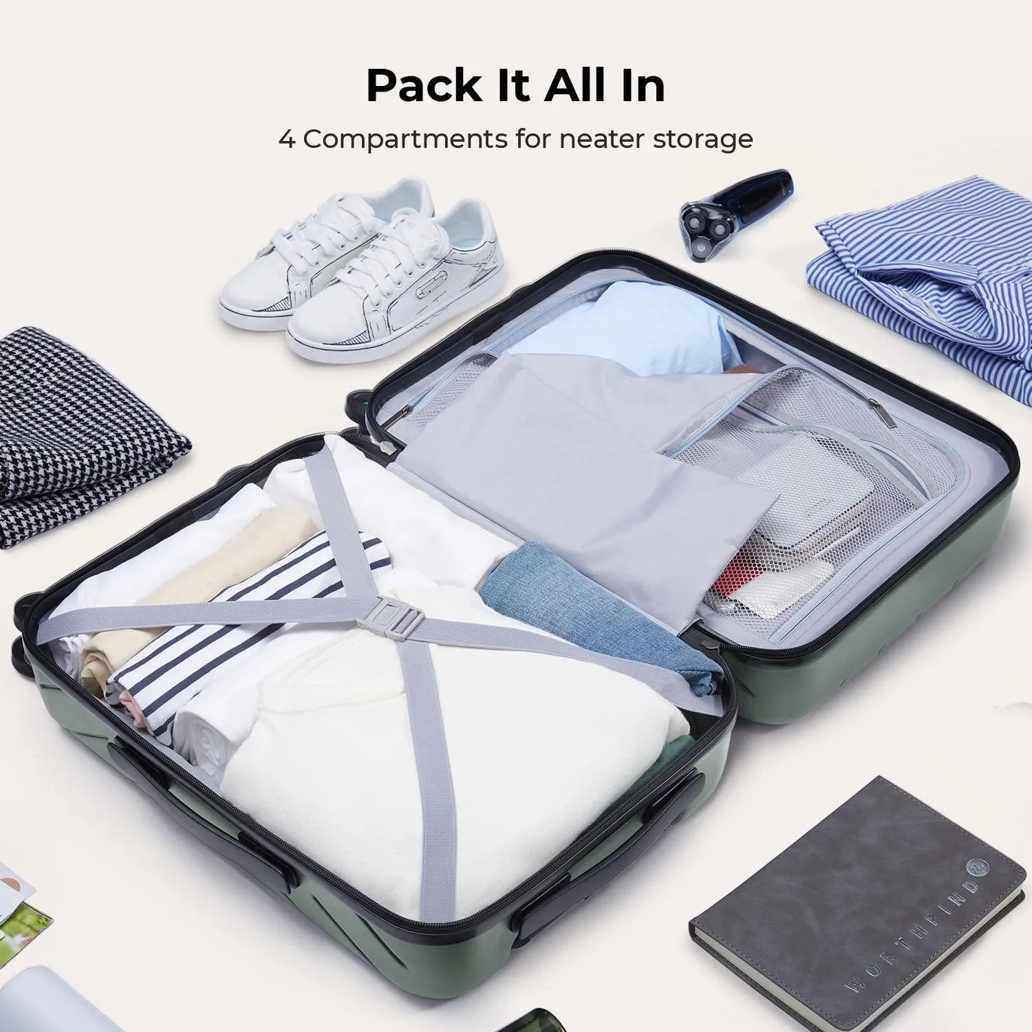 Daren 16-20 Inch Lightweight Hardside Carry On Luggage - Perfect for Air Travel, Business Trips & Weekend Getaways