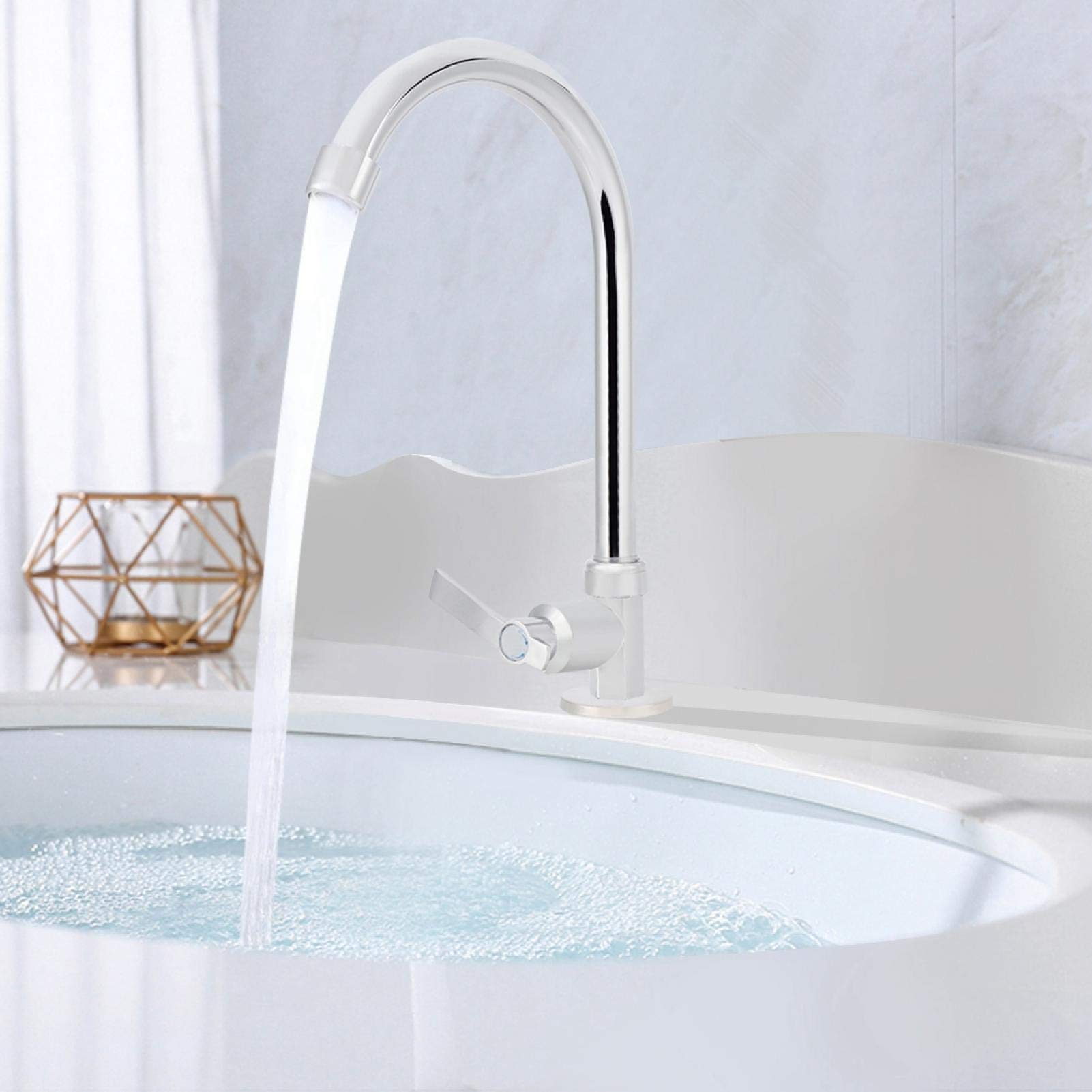 **G1/2 Single Cold Water Kitchen Faucet - High Arc Zinc Alloy Vertical Tap for Indoor & Outdoor Use - Perfect for Kitchen Sink, Garden, RV, and Camping**