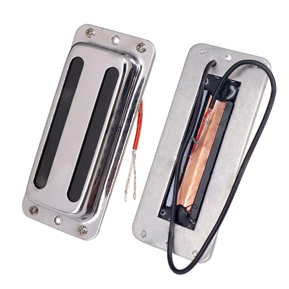 2-Piece Humbucker Electric Guitar Pickup Set with Brass Cover - 6 String Chrome Small Pickup for Rock, Blues & Metal Music Performance