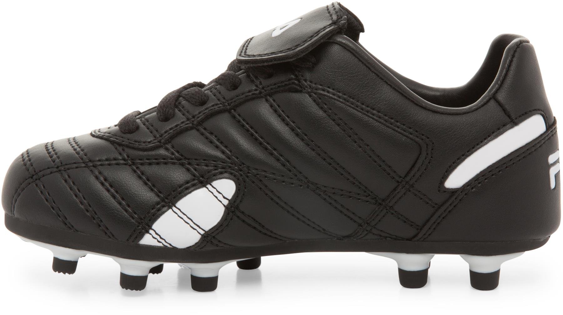 Fila Forza III MD Kids Soccer Cleats - Black Leather & Synthetic Cleats for Boys & Girls - Youth Size 11 M - Perfect for Grass & Turf Fields, Training & Matches