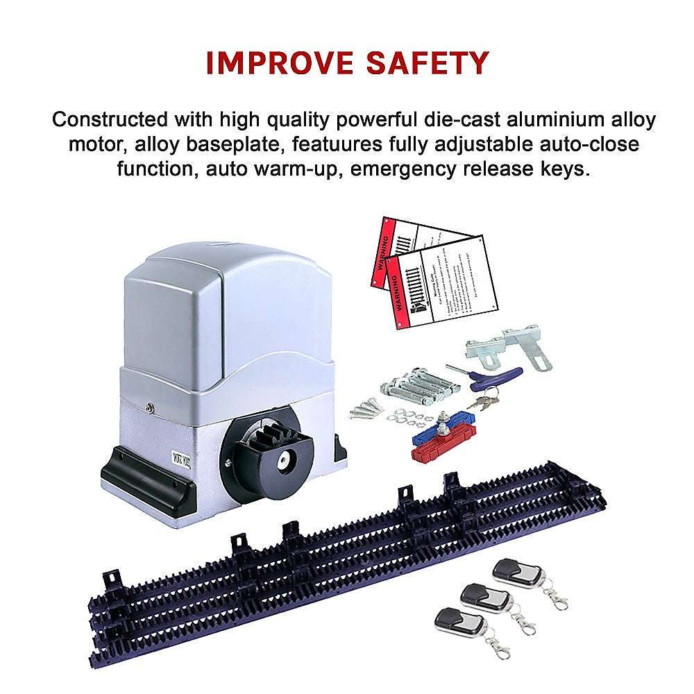 1200KG Heavy Duty Automatic Sliding Gate Opener with 4m Rail - Commercial & Residential Driveway Security System for Homes, Warehouses, and Industrial Properties