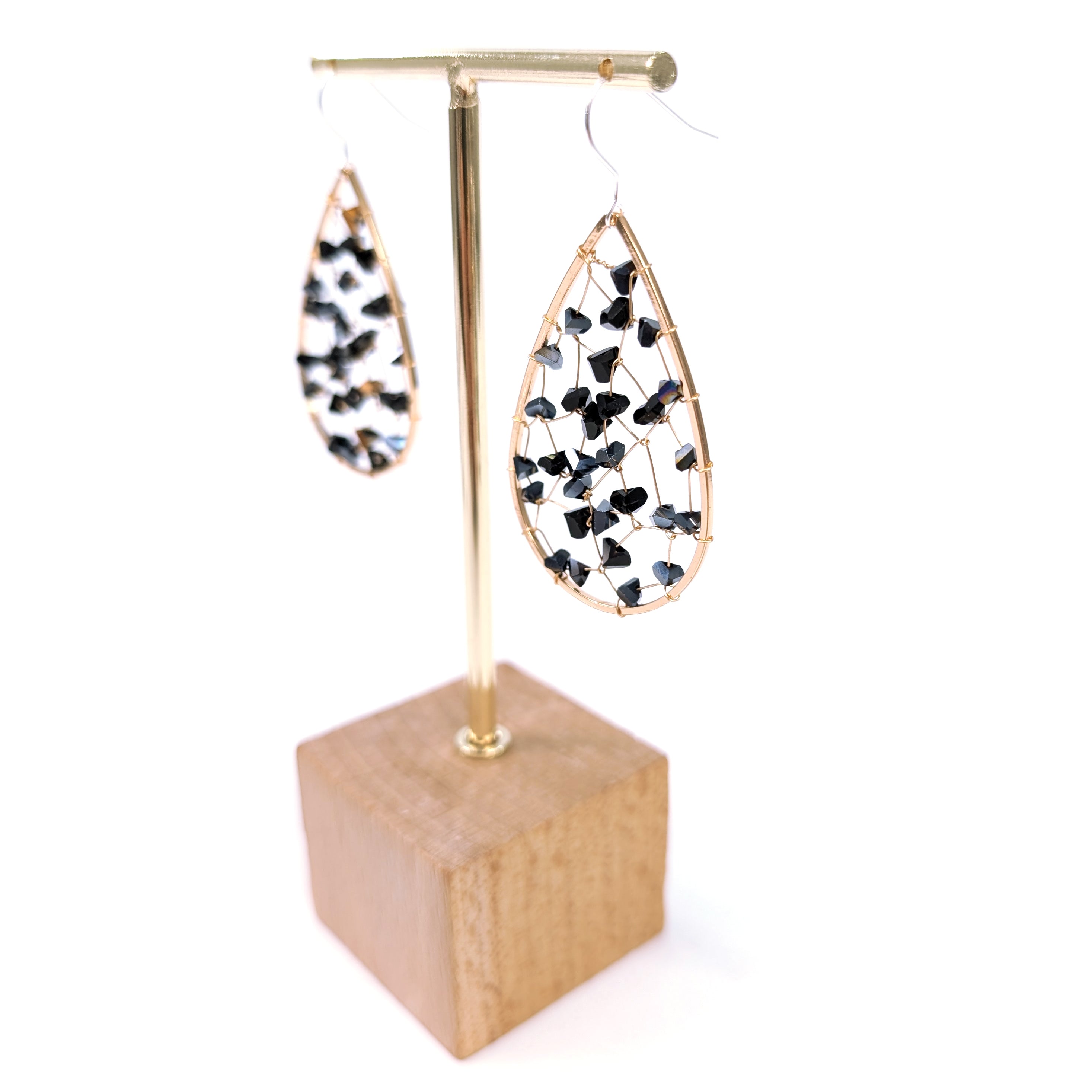 Elegant Black Tear Drop Crystal Earrings for Women - Perfect for Parties, Weddings & Evening Events