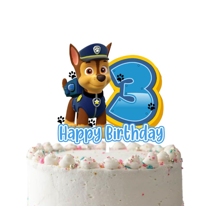 Custom Patrol Cake Topper - Personalized Age & Paw Design for Birthday Cakes | Unique Cake Decoration & Party Decor for Kids' Birthday Celebrations