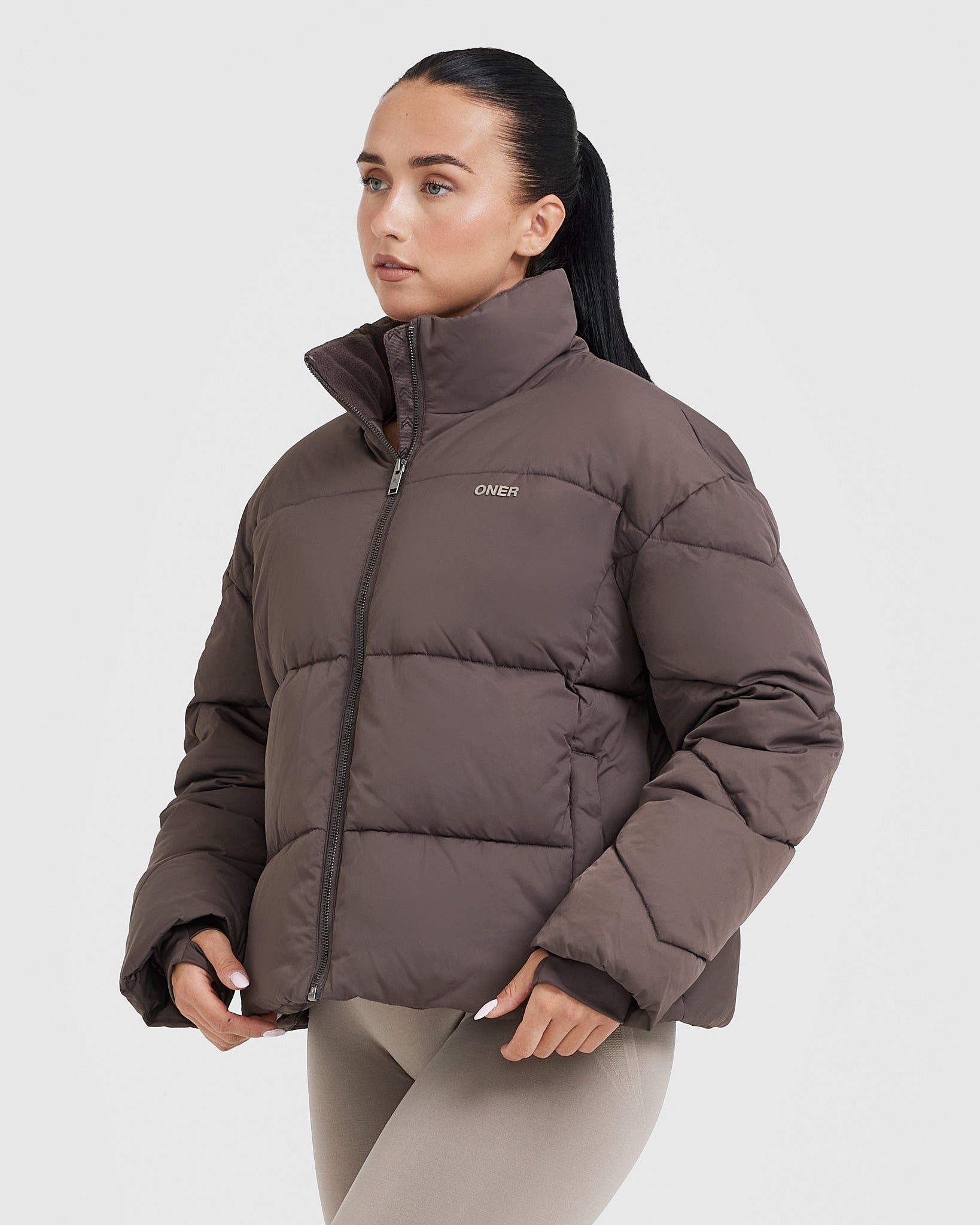 Women's Deep Mauve Puffer Jacket - Lightweight Warm Winter Coat for Outdoor Activities & Casual Wear