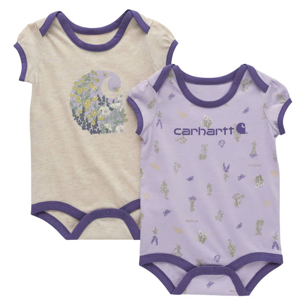 2-Piece Baby Girls' Short Sleeve Seed Packet Bodysuits - Adorable Floral Print Rompers for Newborns & Infants - Perfect for Playdates, Photo Shoots & Everyday Wear - CG9880