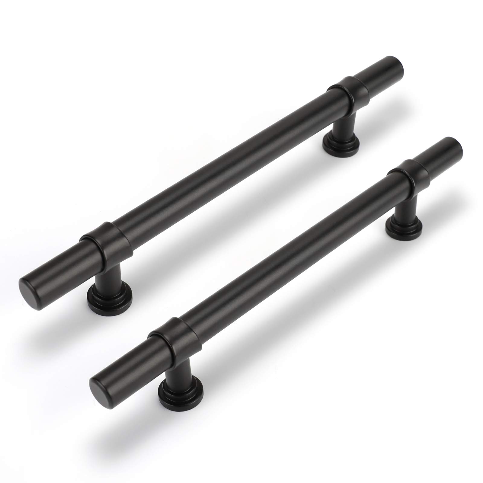GoldenWarm 25 Pack Matte Black & Stainless Steel Kitchen Cabinet Handles - 5