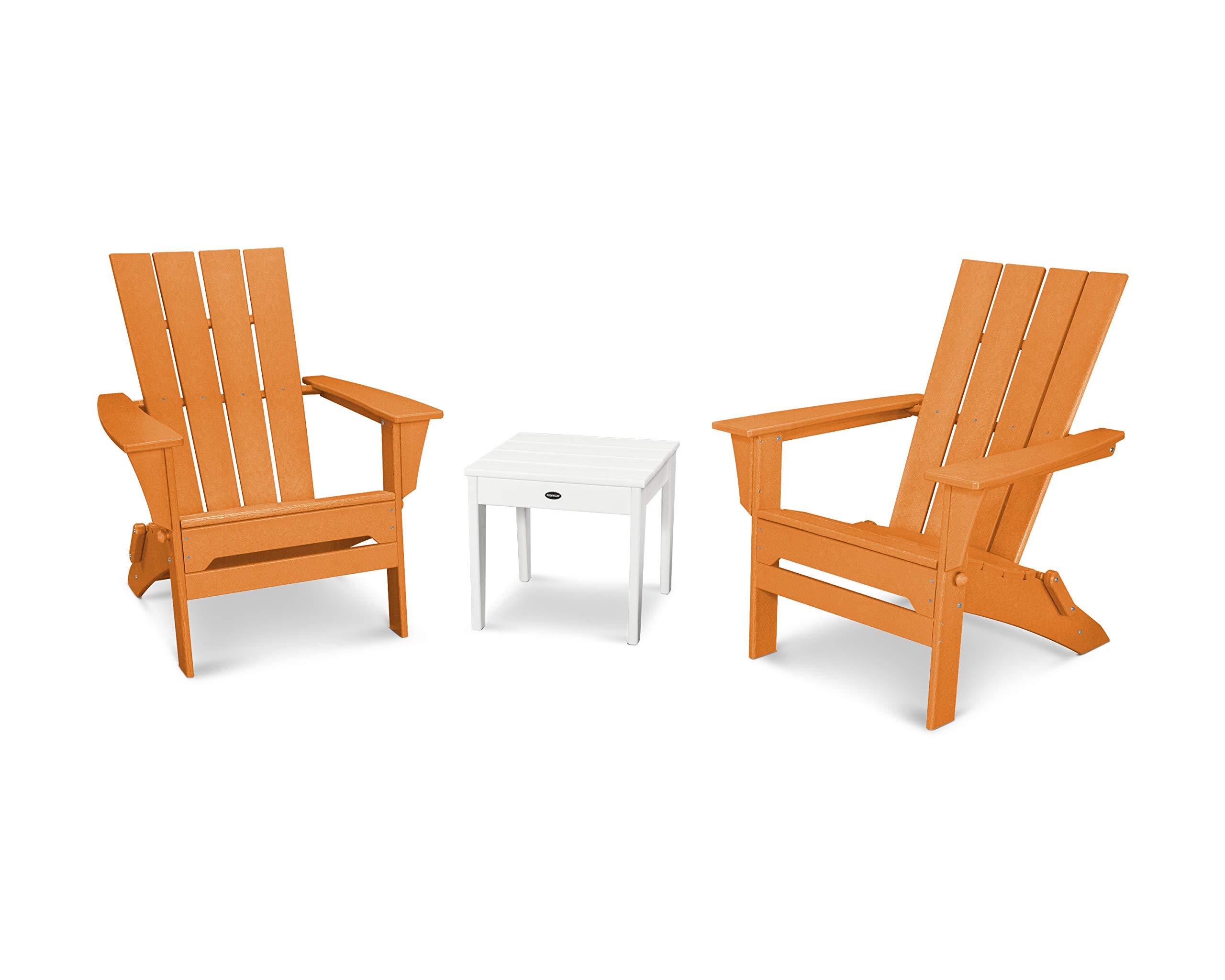 POLYWOOD Quattro 3-Piece Outdoor Adirondack Chair Set with Side Table - Durable All-Weather Patio Furniture for Backyard, Poolside & Garden Relaxation