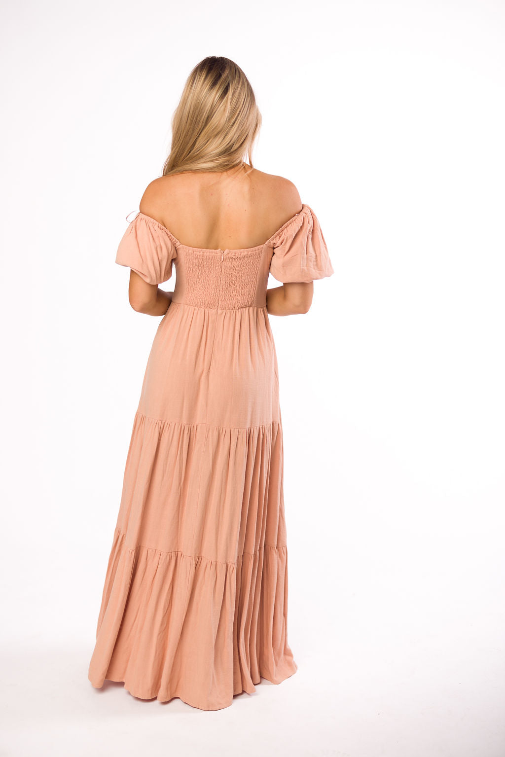 Genevieve Tiered Maxi Dress in Peach Clay - Flowy Summer Dress for Women, Beach Wedding Guest Outfit, Boho Chic Fashion