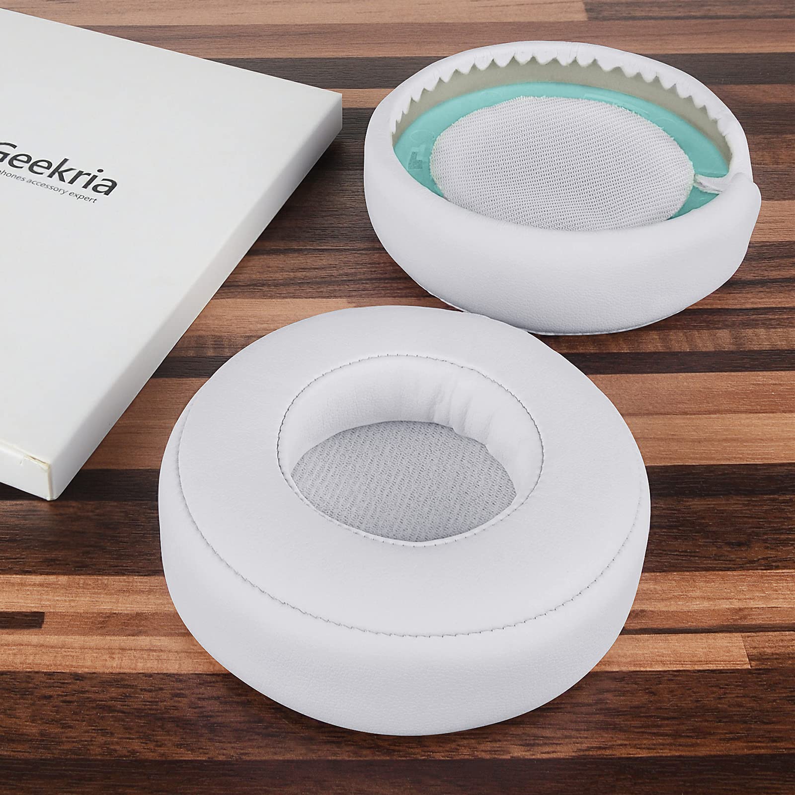 Geekria QuickFit Replacement Ear Pads for Monster Beats Pro Detox Headphones - Soft White Memory Foam Ear Cushions & Earpads - Perfect for Gaming, Music & Travel Comfort