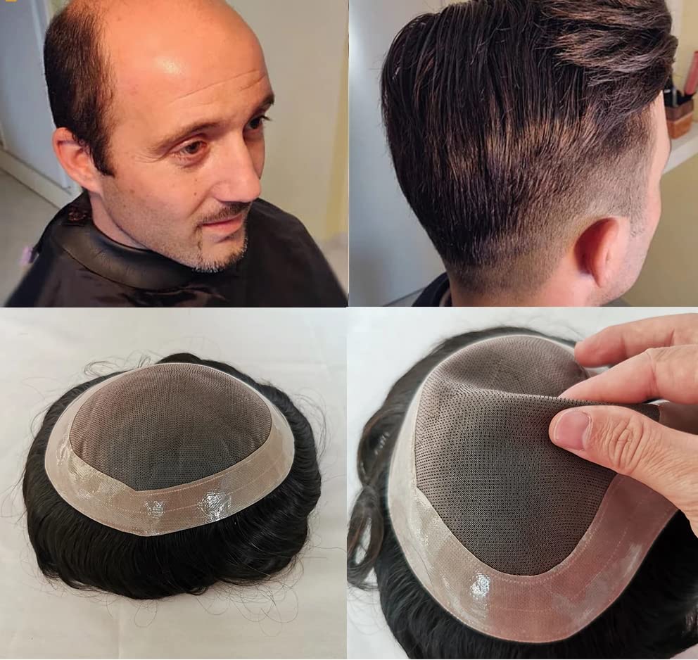 Majik 100% Human Hair Toupee for Men - Mono Base Wig (10x8 Inches, Natural Black) | Realistic Hair Replacement Solution for Thinning Hair & Baldness | Perfect for Daily Wear, Work & Special Occasions