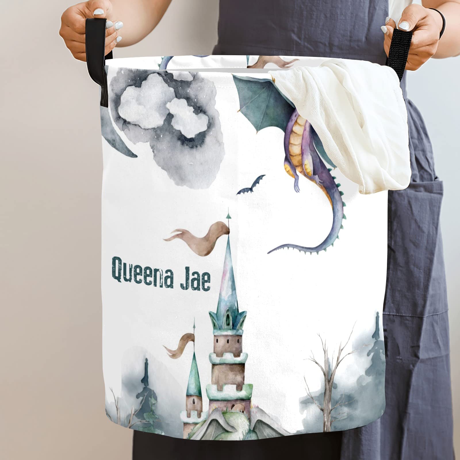 Medieval Castle Dragon Storage Bin - Waterproof Oxford Fabric Laundry Hamper, Toy Organizer & Gift Basket for Bedroom, Nursery, Kids Room | Perfect for Clothes Storage, Baby Essentials & Home Decor