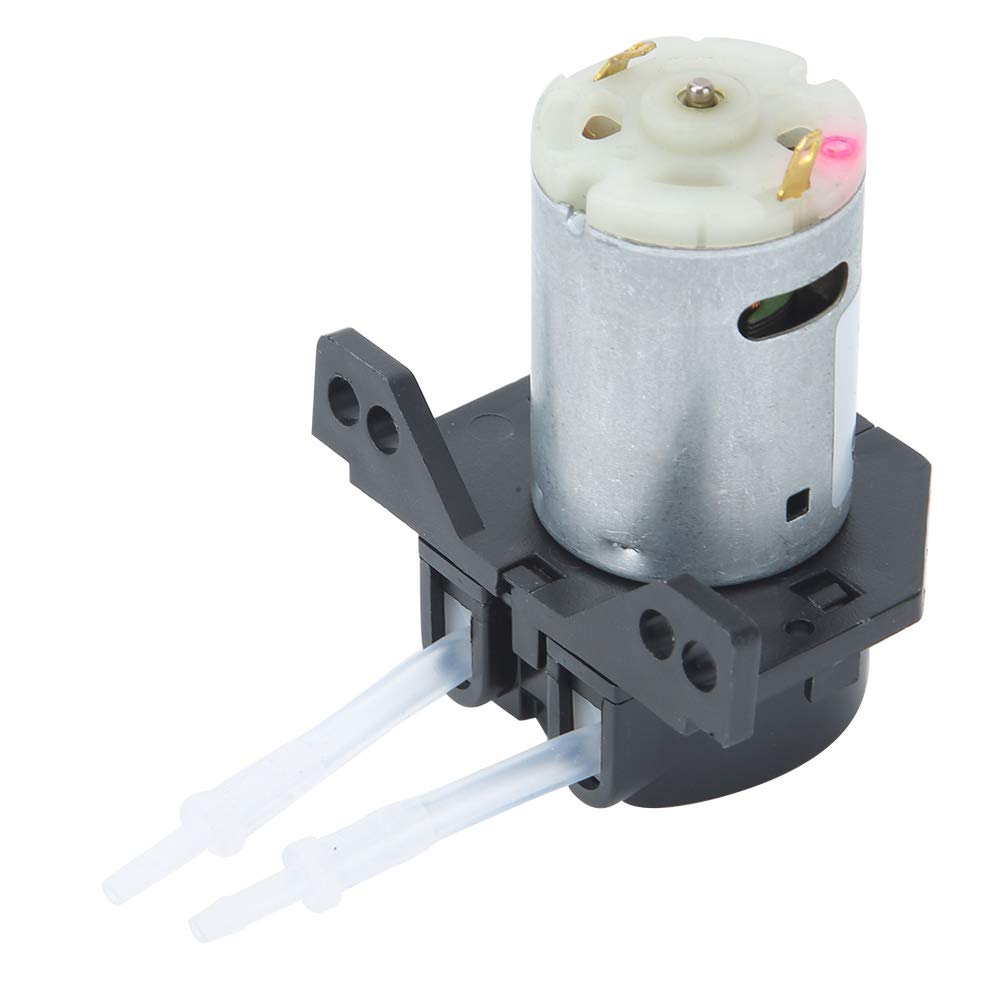 12V DC Peristaltic Liquid Pump - Mini Right Angle Dosing Pump with Large Flow & Snap-on Design - Self Priming Hose Pump for Lab Experiments, Pharmacy, Biotechnology, Aquariums & Home Brewing (Black)