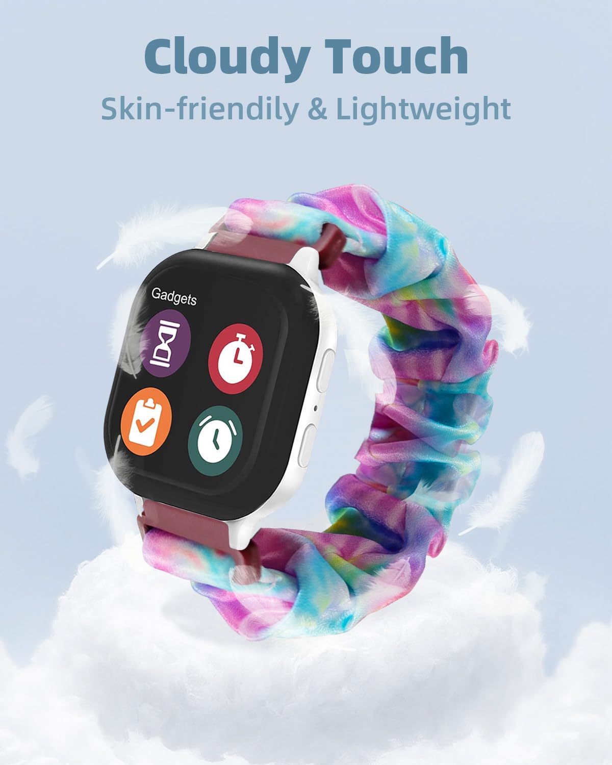 NewJourney Scrunchie Band Replacement for Gizmo Watch 3/2/1, Gabb Watch 3/2/1 & SyncUP Kids Watch - Cute Printed Stretchy Solo Loop Watch Band, Easy On/Off - Perfect for School, Play & Everyday Wear