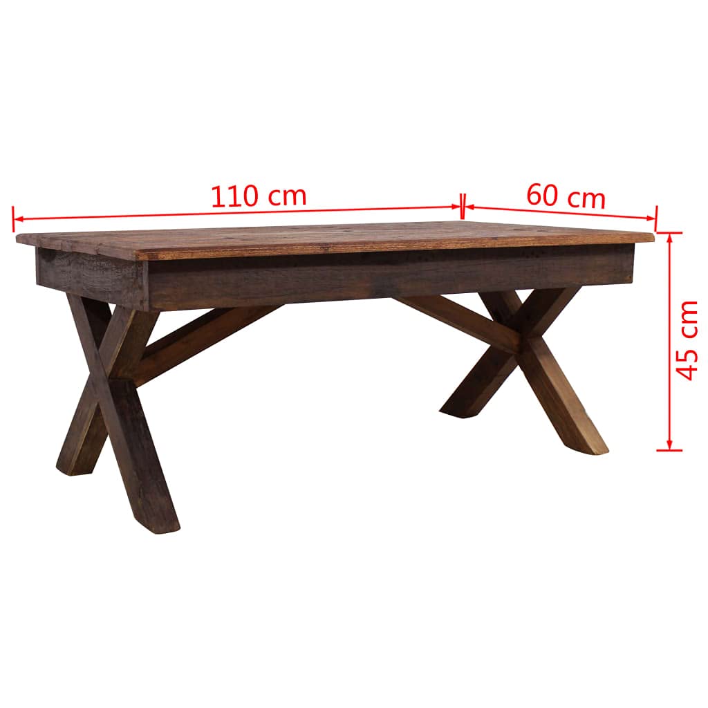 Rustic Solid Reclaimed Wood Coffee Table - 43.3