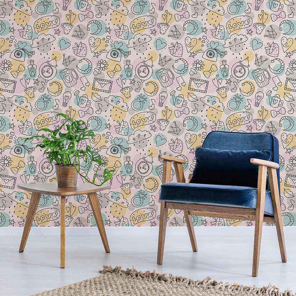 Purple Love Peel and Stick Removable Wallpaper - Self-Adhesive Floral Wall Decor for Bedroom, Living Room & Nursery - Easy DIY Home Renovation