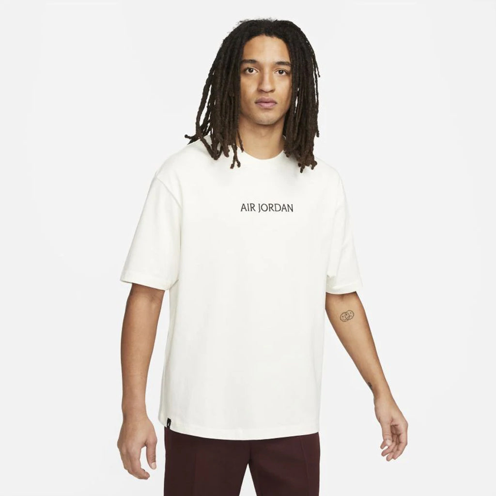 Air Jordan Wordmark SS Tee - Sail/Black | Men's Casual Short Sleeve T-Shirt for Basketball Fans & Streetwear Fashion