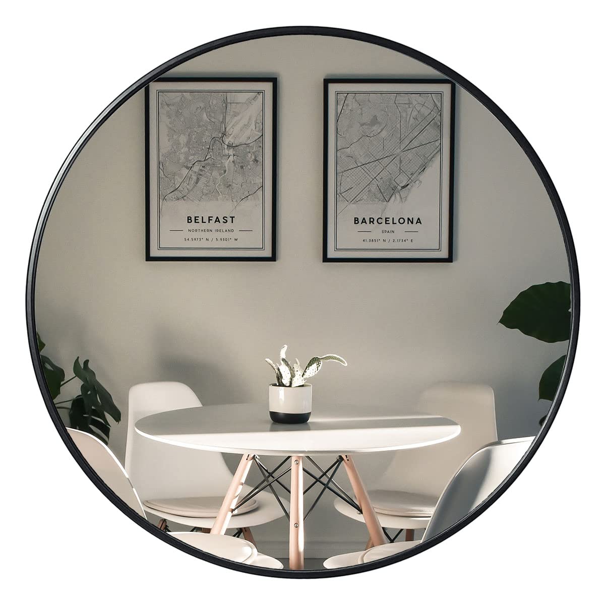 42 Inch Large Round Wall Mirror with Black Metal Frame - Modern Circular Mirror for Bathroom, Entryway, Kitchen & Living Room Decor - Perfect for Vanity, Hallway & Home Decoration