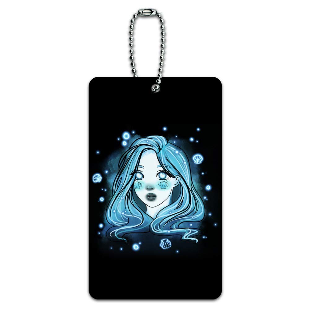 Modern Mermaid Watercolor Luggage Tag - Personalized Suitcase ID Card for Travel Carry-On Bags | Perfect for Vacation, Business Trips & Gift Giving